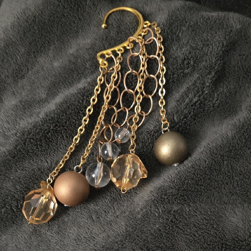 Elegant Gold and Brown Chain Earrings